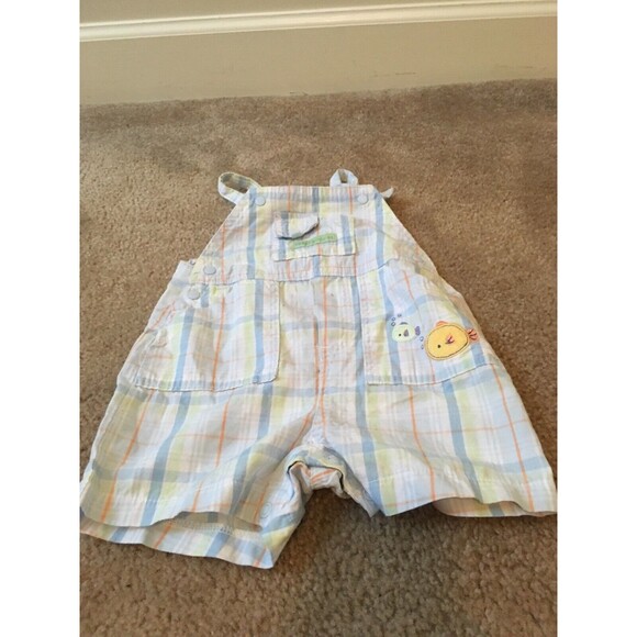 Just One Year Carter's Infant Baby Boys Plaid Bib Overall Shorts 1pc Sz 9 Months